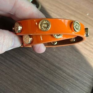 Tory Burch Orange Leather Wrap Bracelet